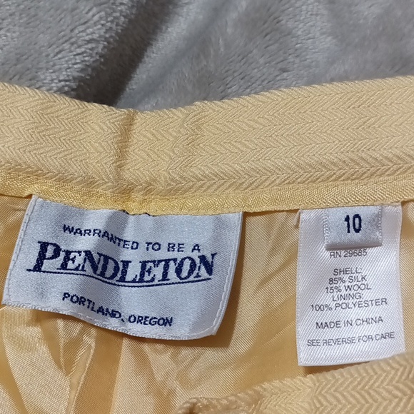 Pendleton Canary Yellow herringbone 85% silk 15% wool pants suit - Picture 12 of 14